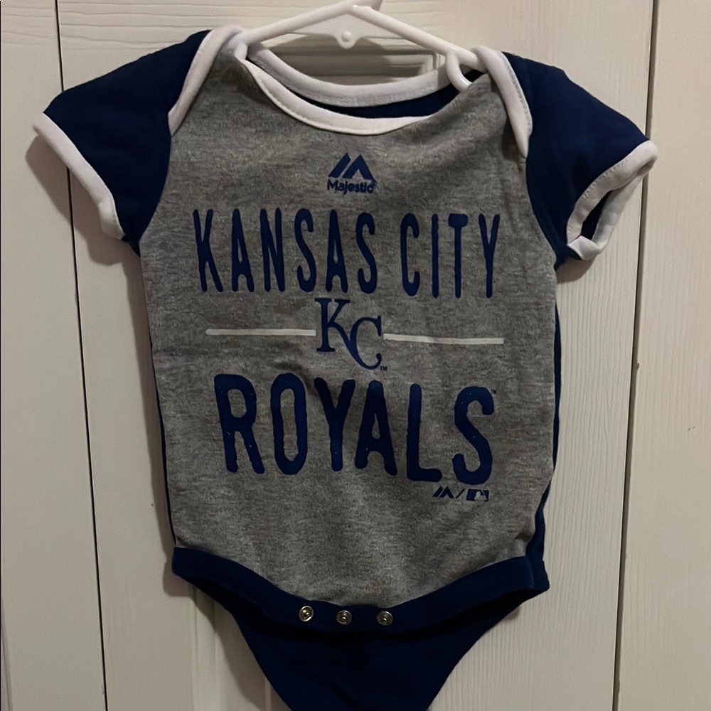 Majestic Kansas City Royals Kids Bodysuit - Gray and Blue